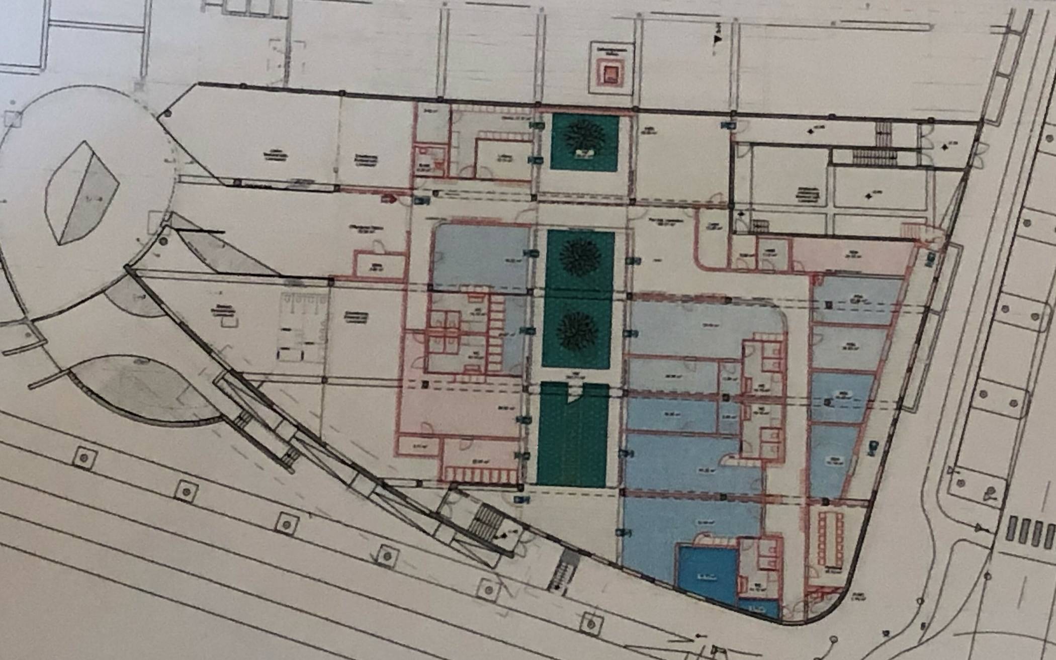  Im Planentwurf sind die drei begrünten Innenhöfe der neuen KiTa deutlich zu erkennen. 