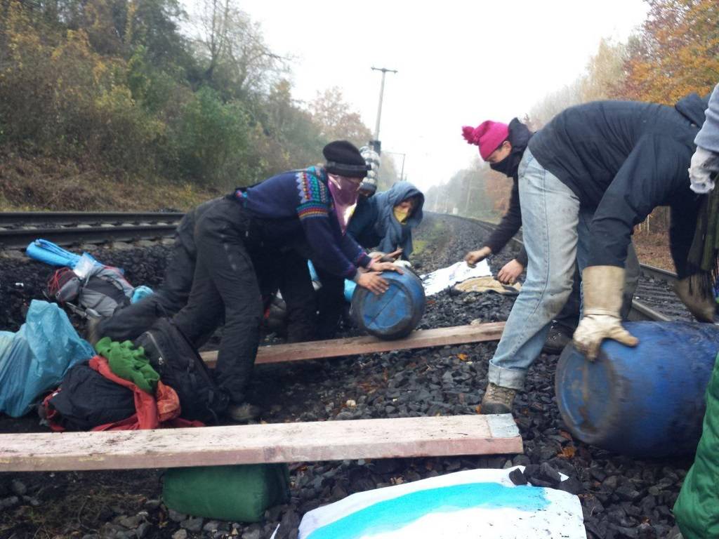 Schienenblockade des Kohlekraftwerks Neurath
