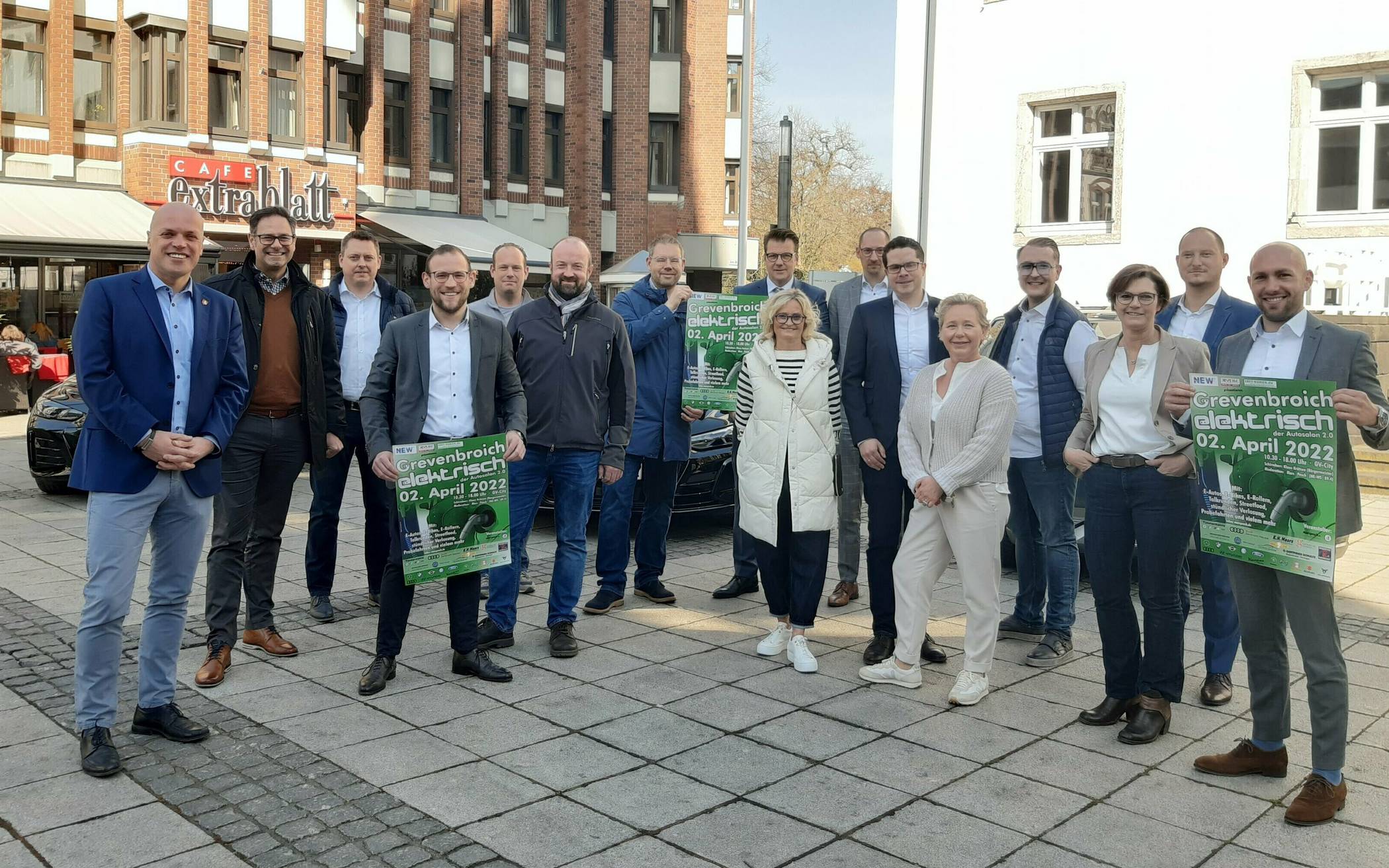  Alle Beteiligten freuen sich auf „Grevenbroich elektrisch“, das erste Stadtfest seit Beginn der Corona-Pandemie.  