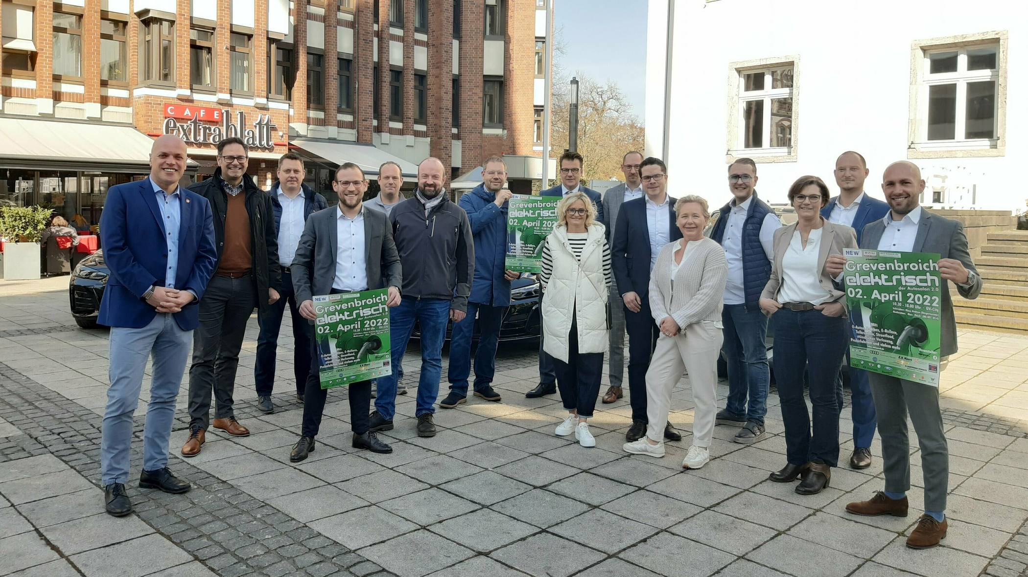  Alle Beteiligten freuen sich auf „Grevenbroich elektrisch“, das erste Stadtfest seit Beginn der Corona-Pandemie.  