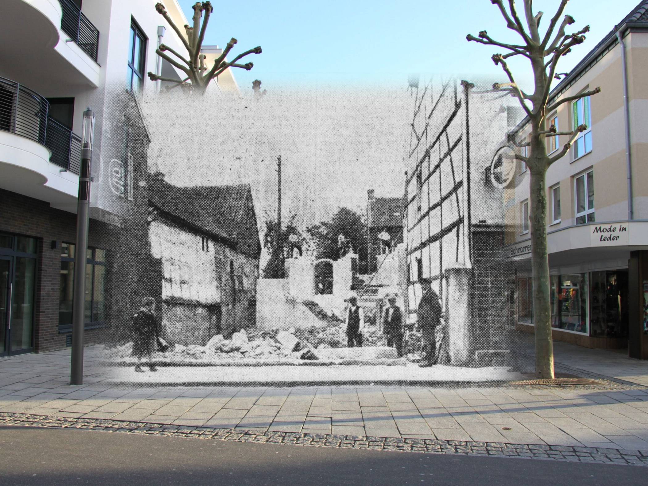 Diese Fotomontage macht deutlich, wo die Synagoge gestanden hat.  Fotos: Herlitz