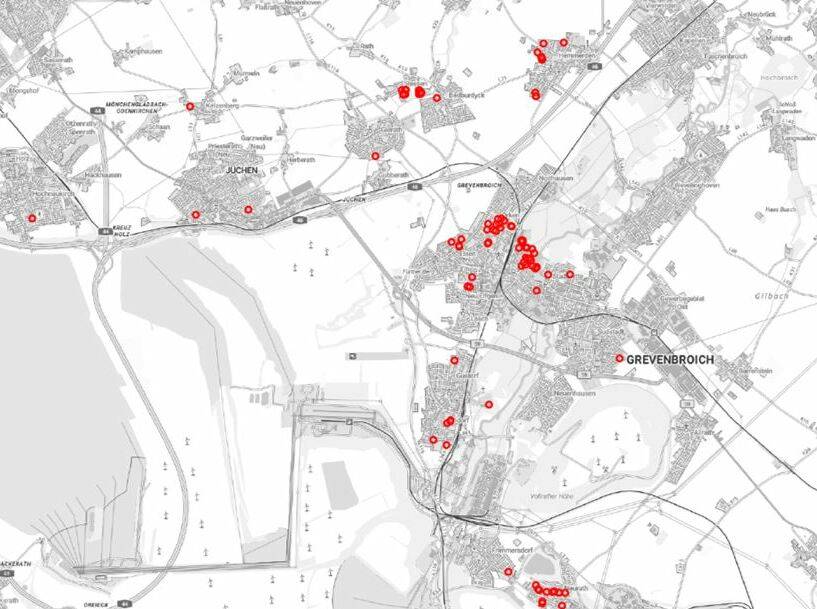 Jeder rote Punkt ist ein Tatort.&#x21e5;Foto: