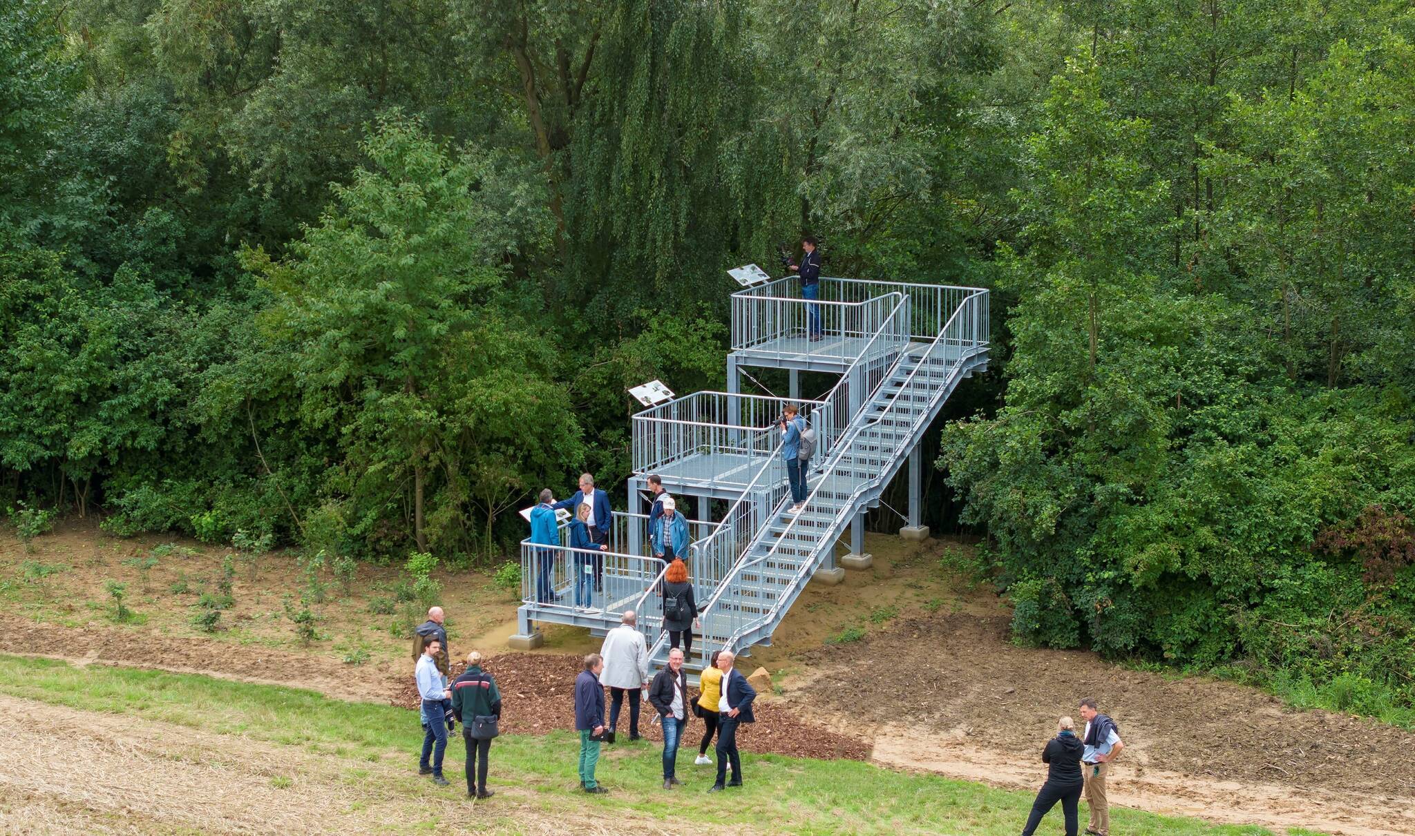 Waldrandtreppe auf dem Naturerlebnispfad Elsbachsteig.