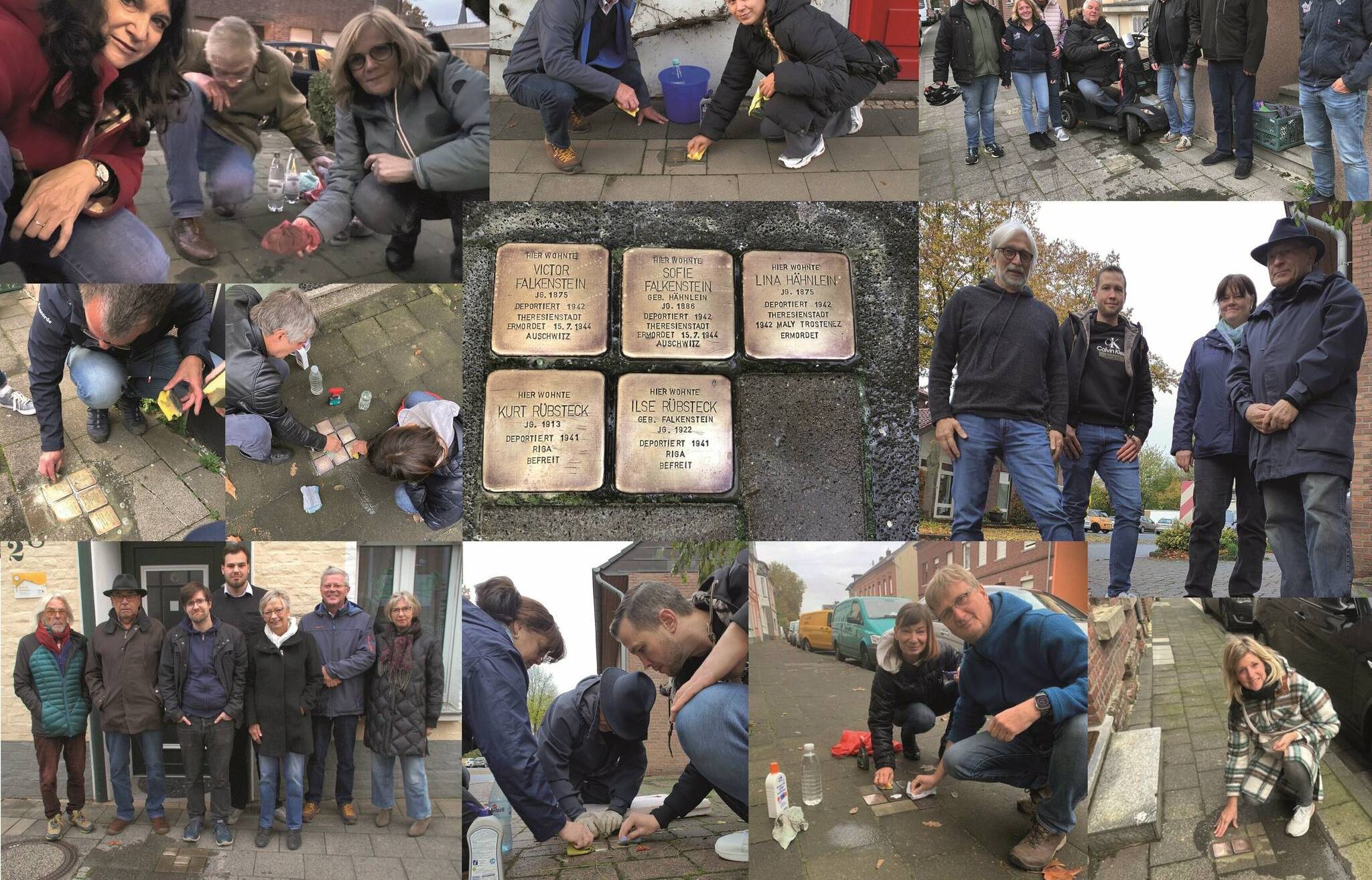  In einer parteiübergreifenden Aktion am 9. November wurden die Stolpersteine in der Stadt Jüchen gereinigt. 