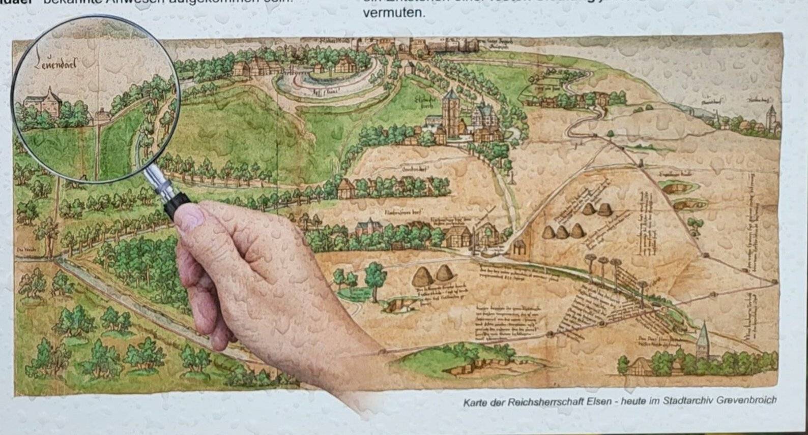 Die „Karte der Reichsherrschaft Elsen“ weist die Burg der Lievendaler aus