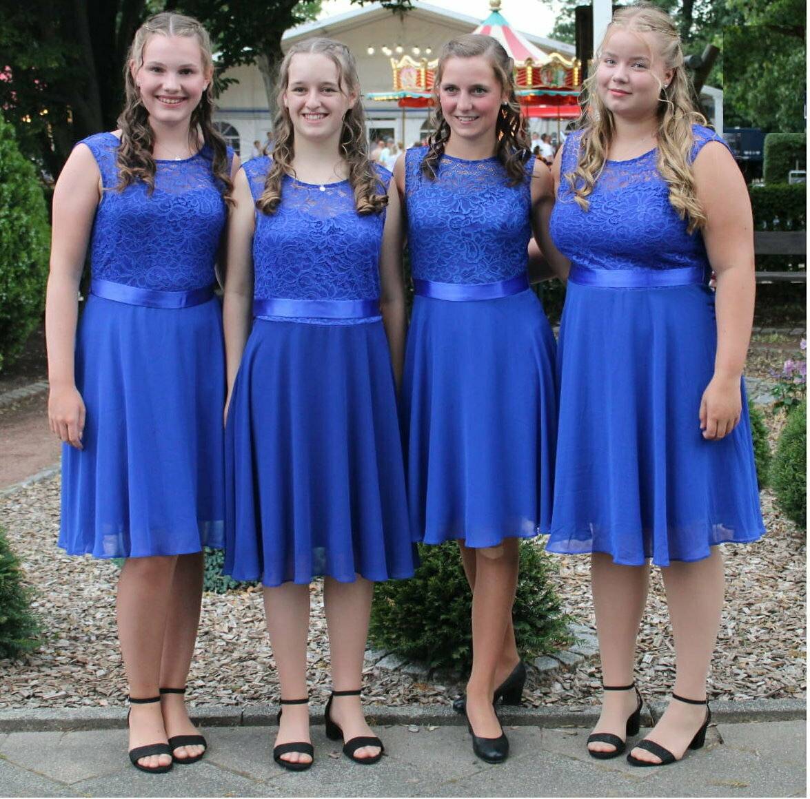  Die Ehrendamen von Jens I. Kunkel und Königin Katrin (von links): Stella Vieten, Hanna Eßer, Lisa Hellingrath und Julia Schimanke.  