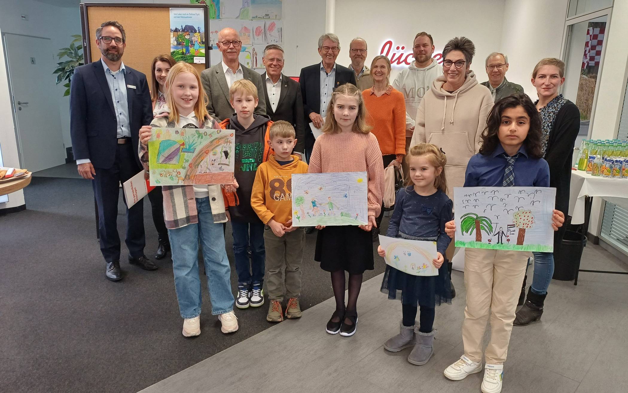 Alle kamen zusammen, um die vier