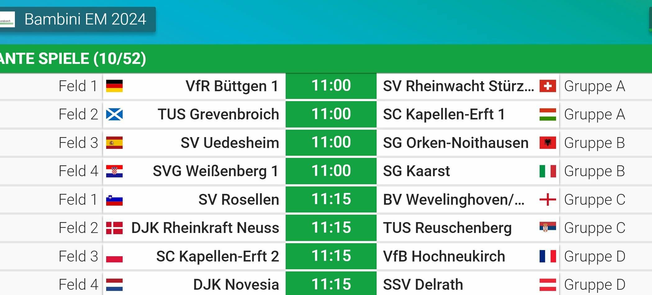  Der Spielplan und noch viel mehr lässt sich schon im Vorfeld der „Erft-Kurier-Bambini-EM“ im Internet ablesen. Nutzen Sie den links stehenden QR-Code. 