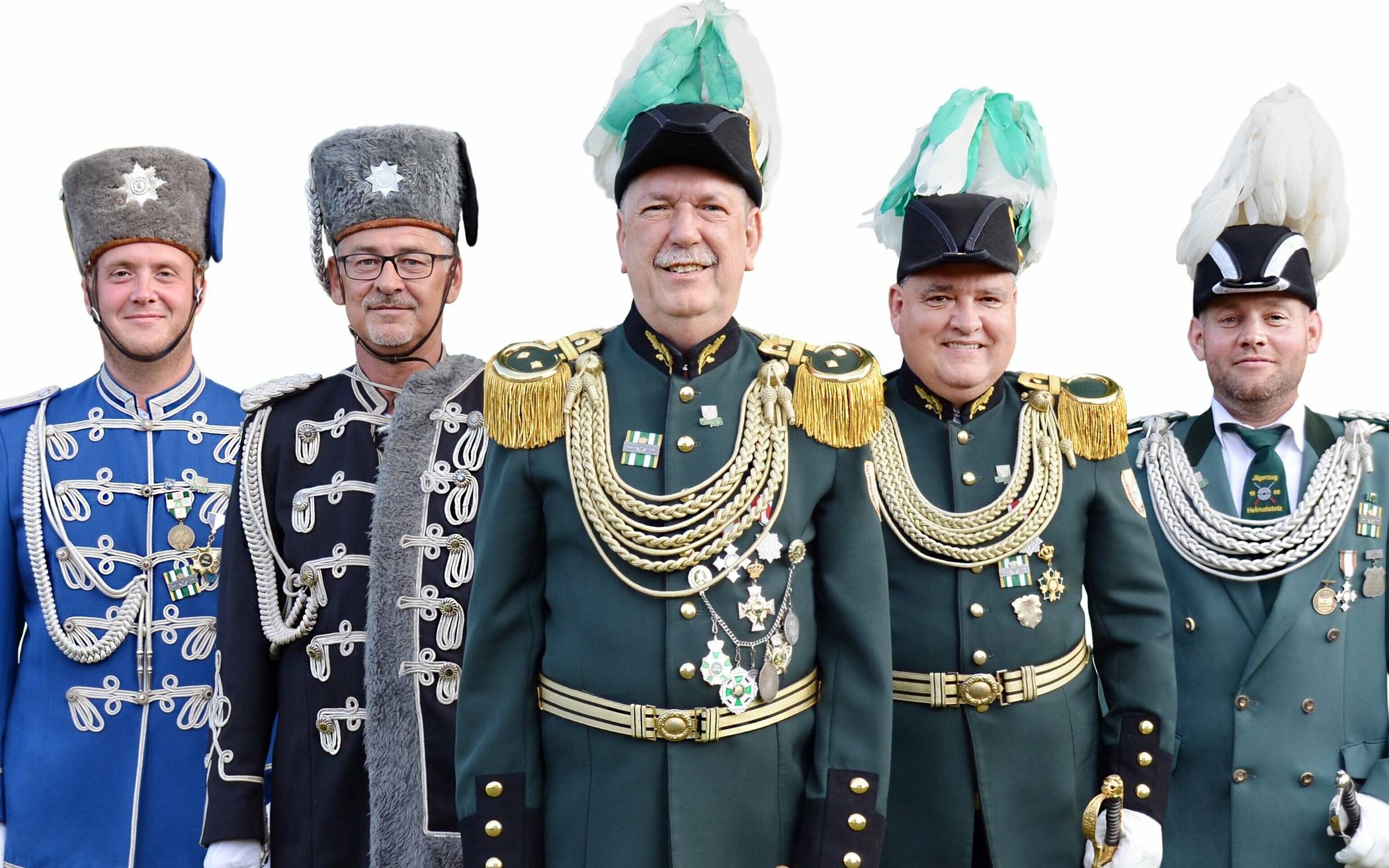  Adrett-akkurat: Vize-Husarenmajor Jens Blaschek, Husarenmajor Guido Mandel, Generaloberst Hans-Jürgen Effer, Oberst Bernd Klaedtke, Jägermajor Thomas Müller. 
