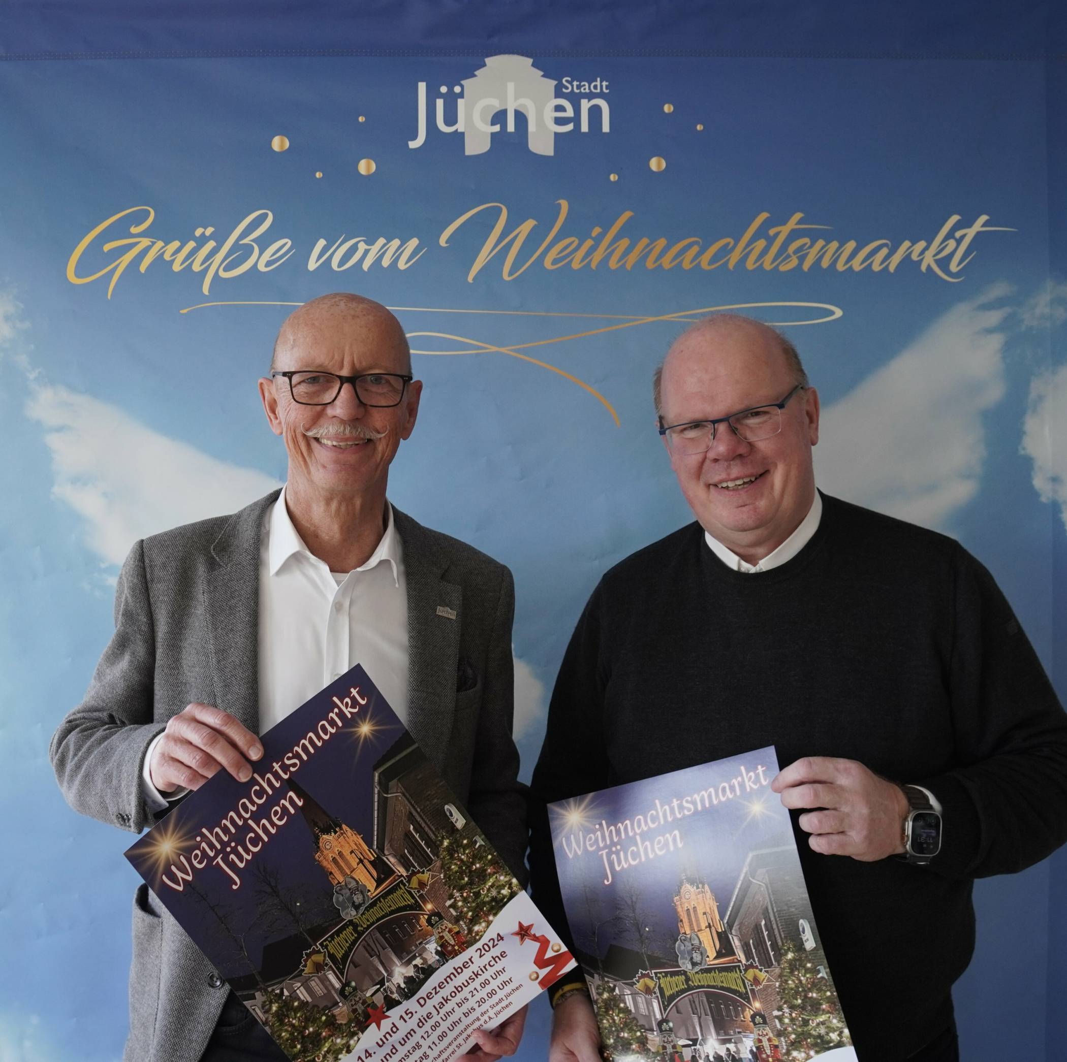  Bürgermeister Harald Zillikens und Pfarrer Ulrich Clancett freuen sich auf den Jüchener Weihnachtsmarkt.  