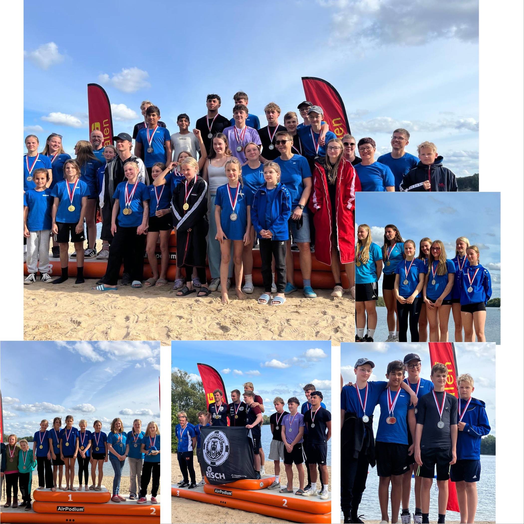  Die Rettungsschwimmer der DLRG Hochneukirch bei den Landes-Freiwasser-Meisterschaften der Verbände Nordrhein und Westfalen.  