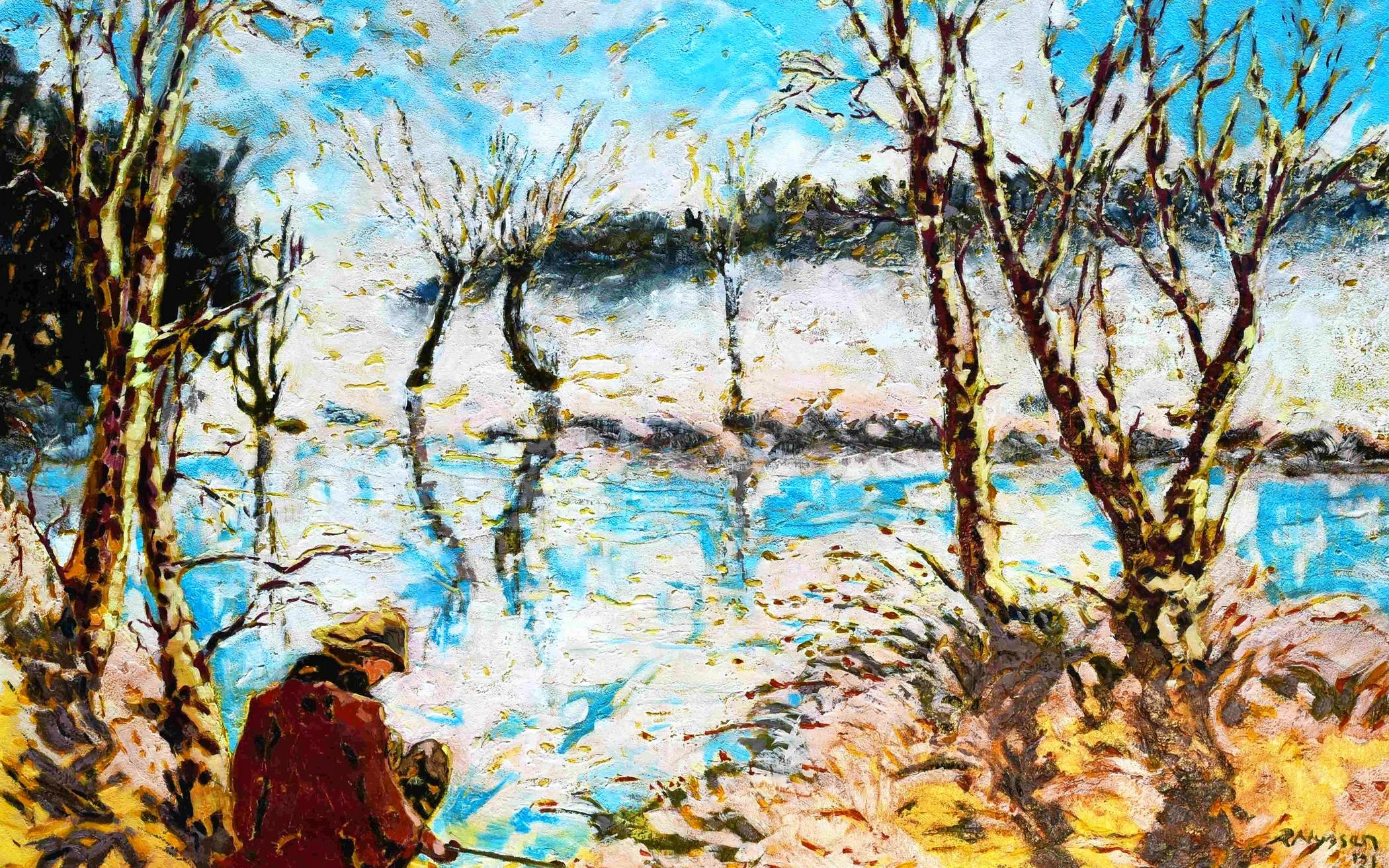  Maler Roger Nyssen schuf dieses Ölbild mit dem Titel „Auf dem Flusse“. 