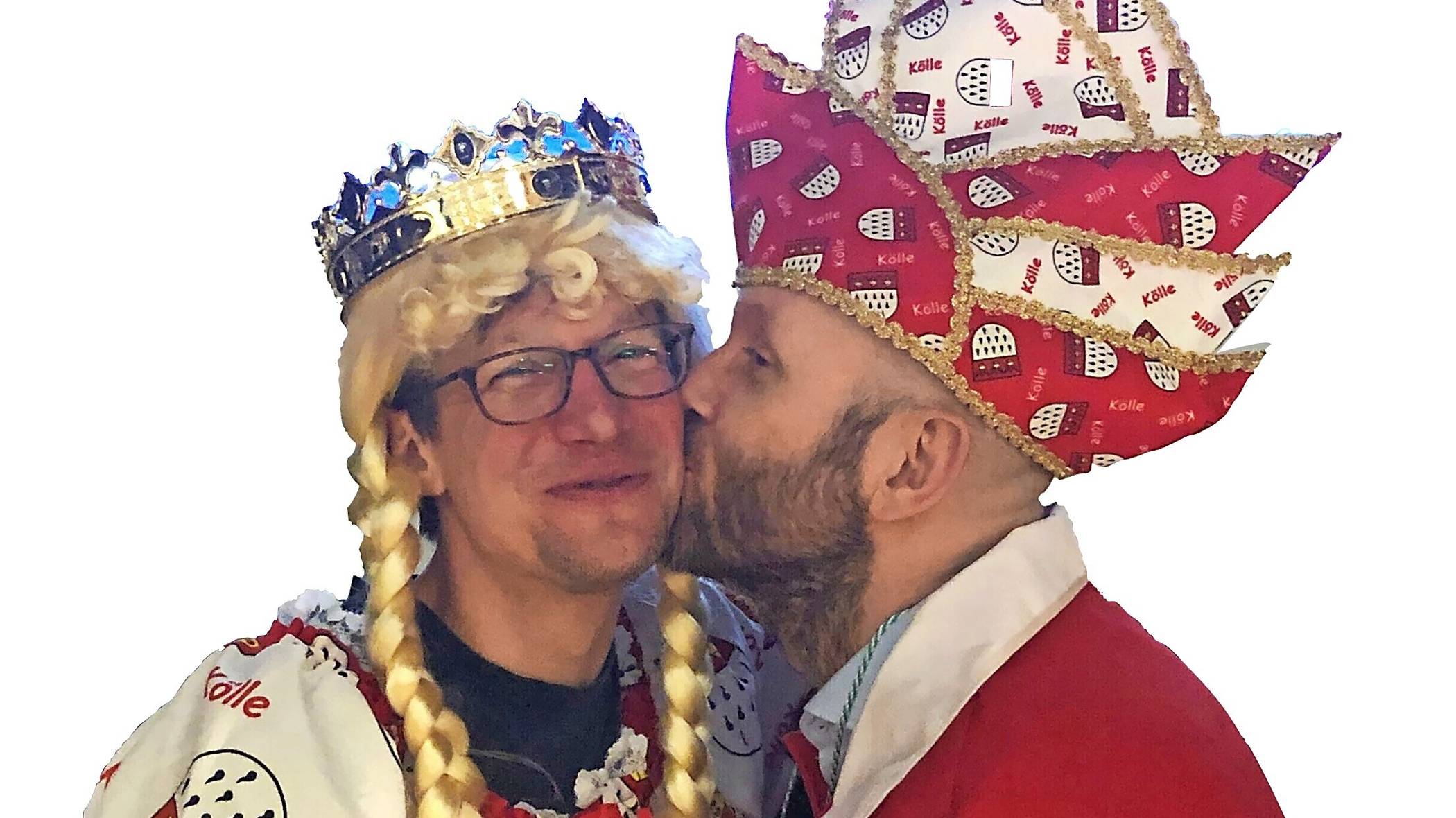  Prinz küsst Jungfrau. Die kommentiert den für die Kamera „eingefrorenen“ Schmatzer des geadelten Kollegen mit den  Worten: „Mit der Zeit wird´s feucht“. 