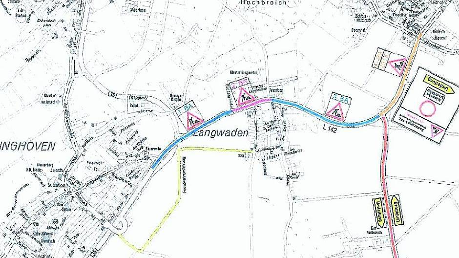  So soll der Verkehr fließen, wenn die L 142 gesperrt ist. Die Verwaltung geht davon, dass sich an der Stopp-Straße in Barrenstein kein Rückstau bildet. 