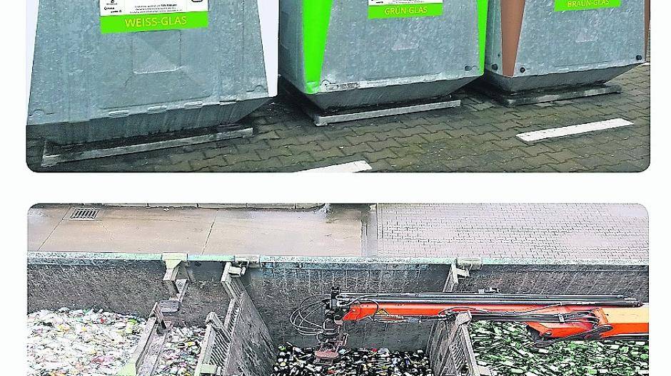  Die Abhol-Lkw sind wie hier sichtbar ebenfalls mit drei Kammer ausgestattet. Das Glas bleibt also getrennt. 