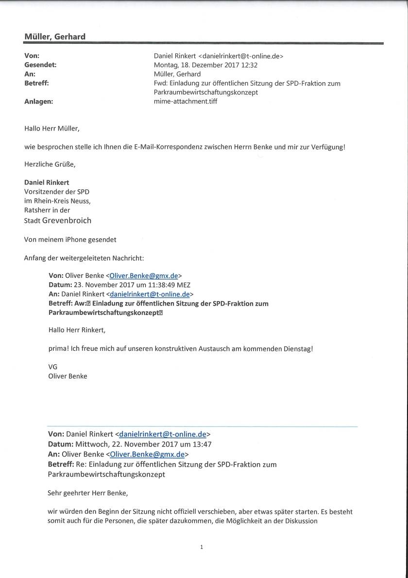  Die Rinkert-Mail. 3 Seiten 