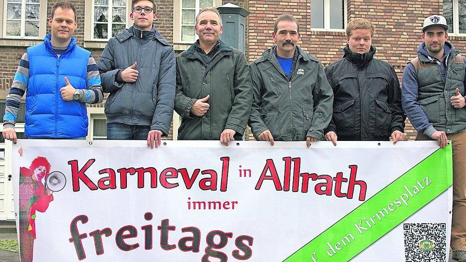  Das Organisations-Team des Allrather Karnevals betreut mit der Freitags-Party die älteste NarrenParty der Stadt. 