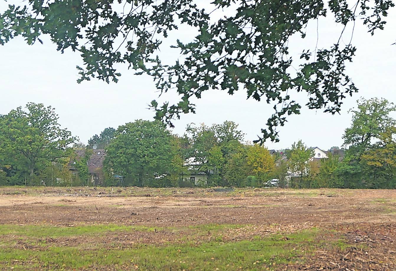 Eine wieder kahl geschlagene Brache: Das „Lange-Walker“-Gelände (im Hintergrund sind Baureste zu erkennen) am Hofbuschweg soll den Dornröschen-Schlaf beenden. Bald jedenfalls.Ob sich der Bauzaun irgendwann mal öffnen wird?