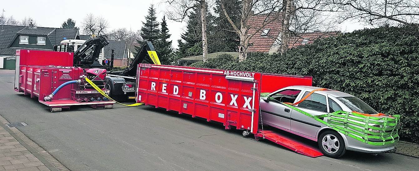  So könnte eine Löschmulde für brennende e-Autos aussehen. Das Bild stammt aus dem aktuellen Prospekt der „Ellermann Eurocon“ mit Sitz in Delmenhorst. 
