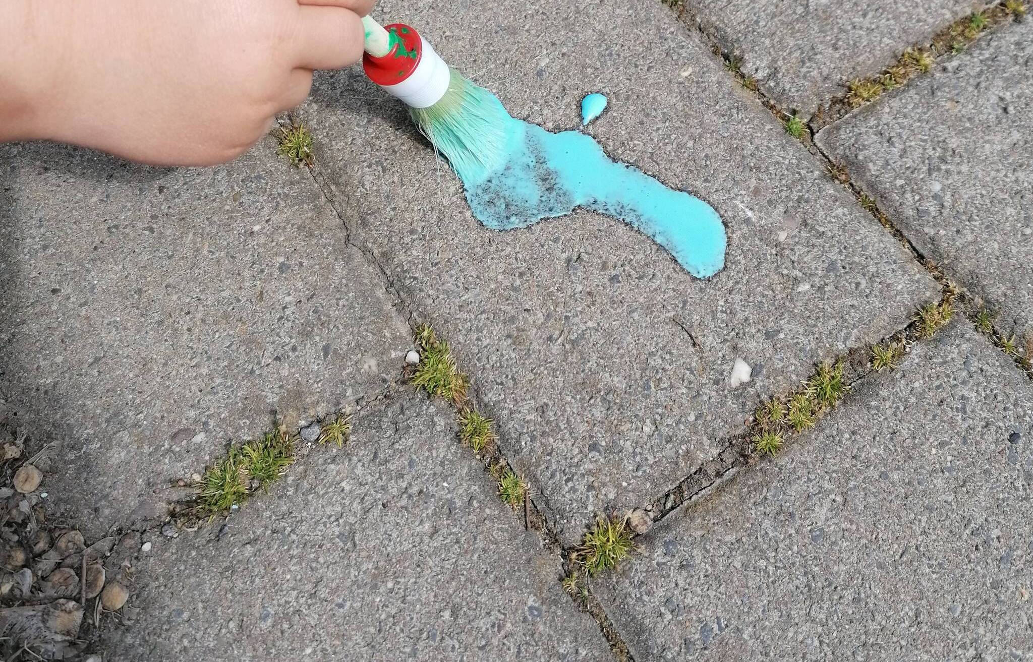  Mit der selbst angerührten Farbe kann nun gemalt werden...! 