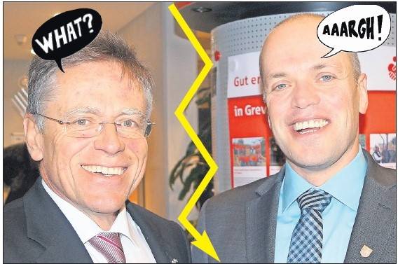  Hier lachen sie noch gemeinsam für die Kamera. Doch Freunde werden Hans-Jürgen Petrauschke und Klaus Krützen wohl nicht mehr... 