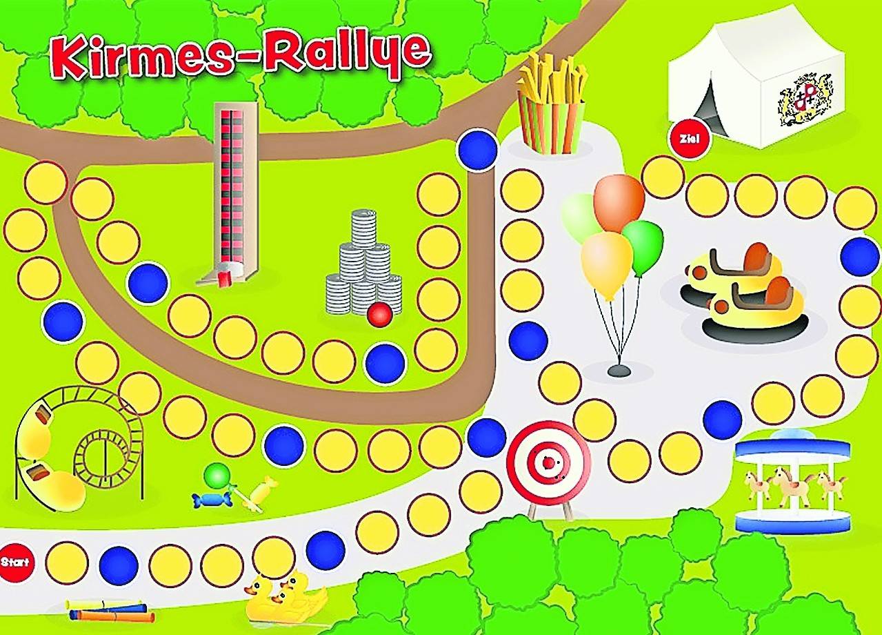  Die Kirmesfreunde haben ein Brettspiel entwickelt, bei dem man mit Holzfiguren über den Elsener Kirmesplatz gehen und dabei lustige Spiele absolvieren kann. 