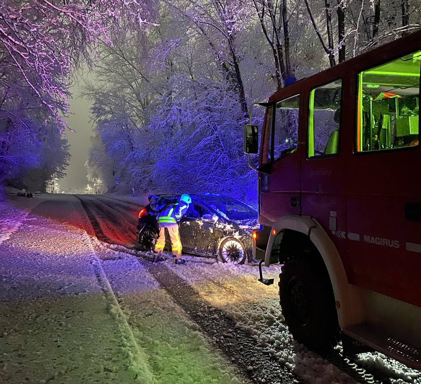 Schneebruch bereitete Feuerwehr Arbeit